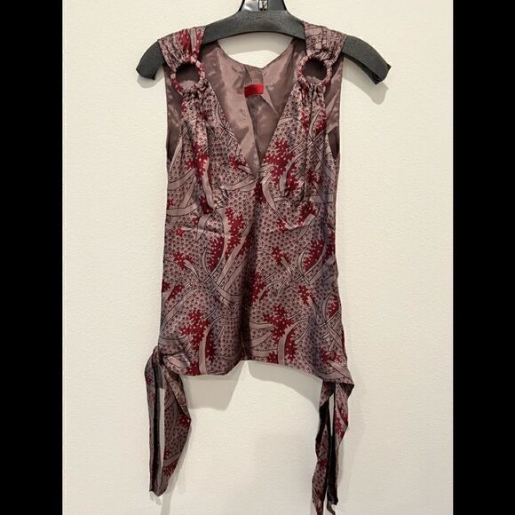 hugo boss paisley print Top with side tie size 2 - Picture 1 of 5